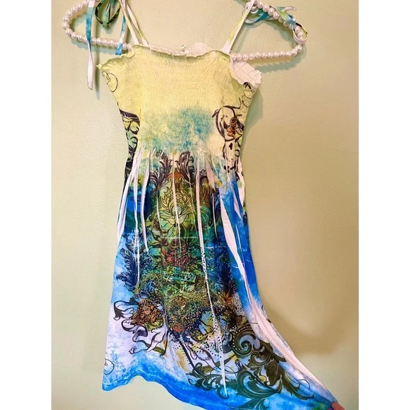 ❌4/$20 Y2K Tattoo Tattoo by Free Spirit tank, bedazzled top, Size Medium - Picture 3 of 4